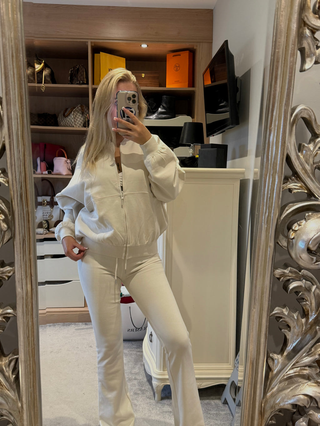 White bomber lounge set