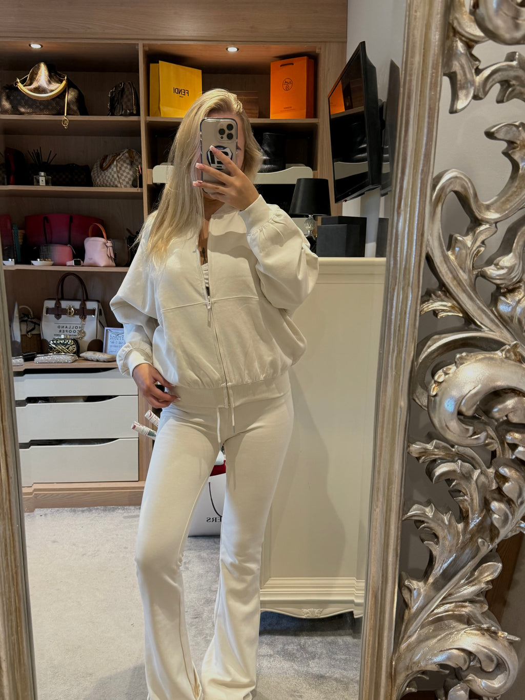 White bomber lounge set