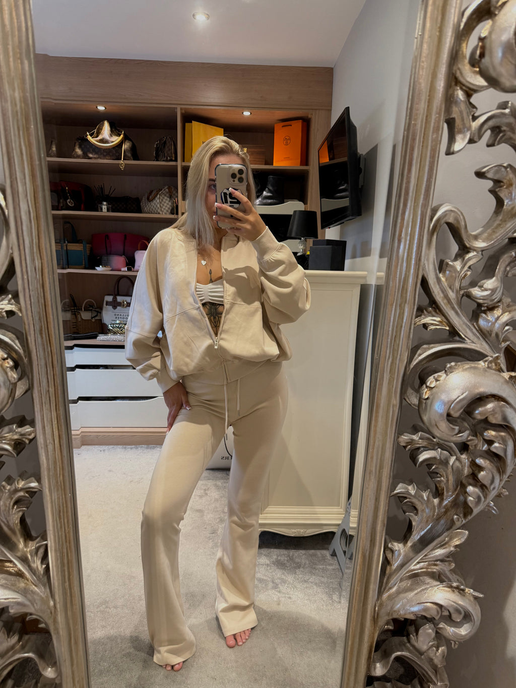 Oatmeal bomber lounge  set